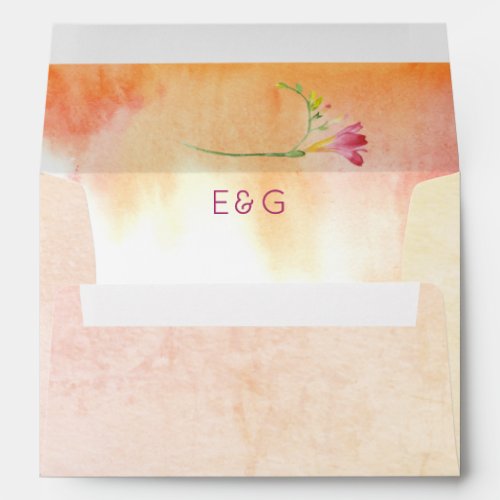 Pink Pop Boho Sunset Watercolor Freesia Envelope