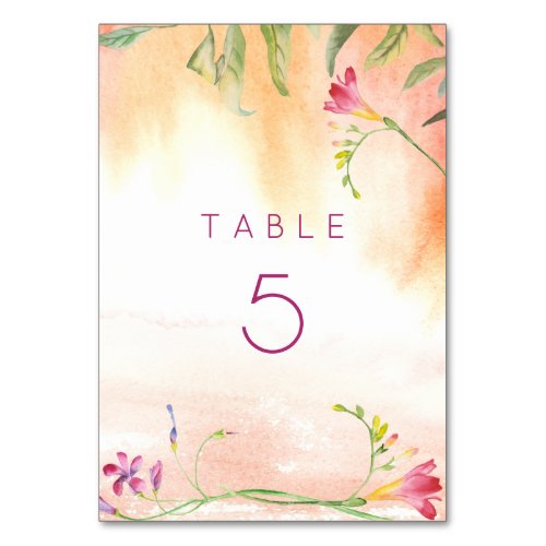  Pink Pop Freesia Peach Wedding Table Table Number