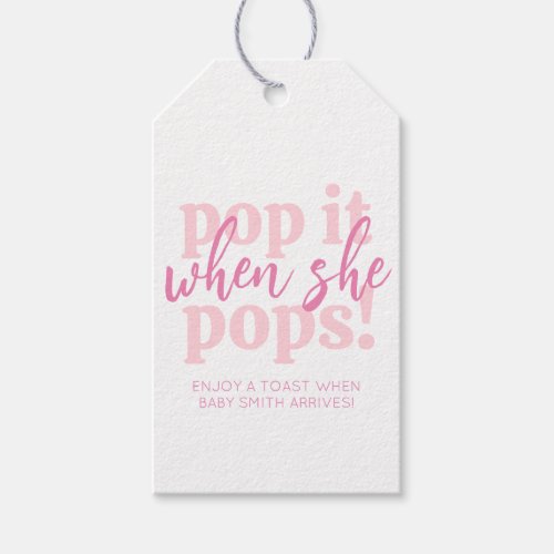 Pink Pop It When She Pops Baby Shower Favor Gift Tags