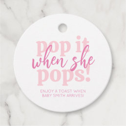 Pink Pop It When She Pops Baby Shower Gift Favor Tags