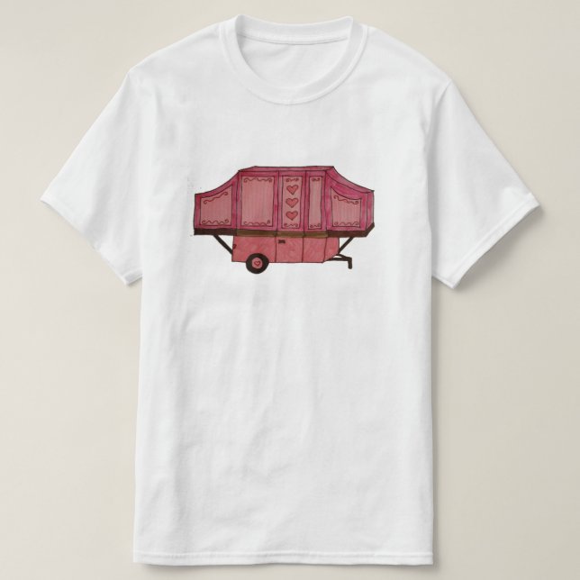 pink pop up camper design T-Shirt (Design Front)