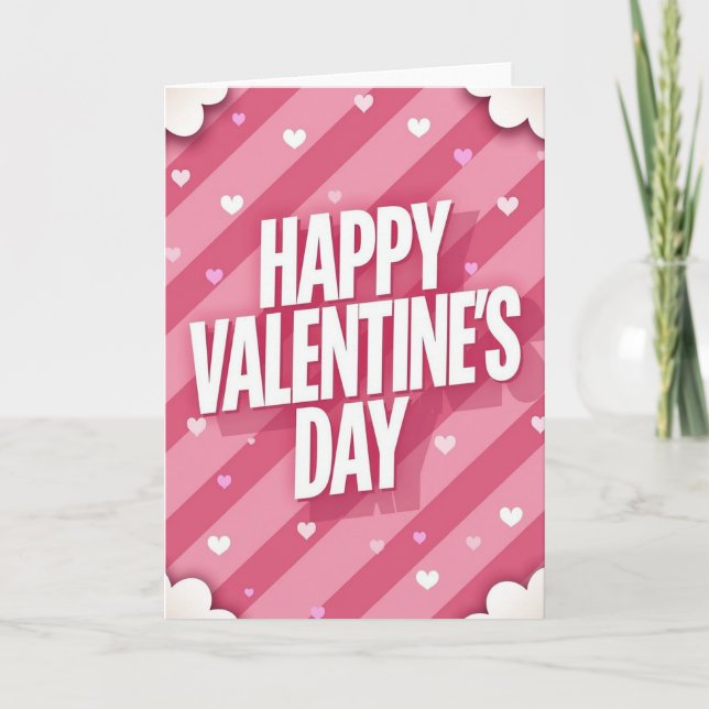 Pink Pop Valentines For Her Card (Front)