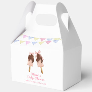 Pink Popcicle Bow Ice Cream Baby Shower Favor Boxes