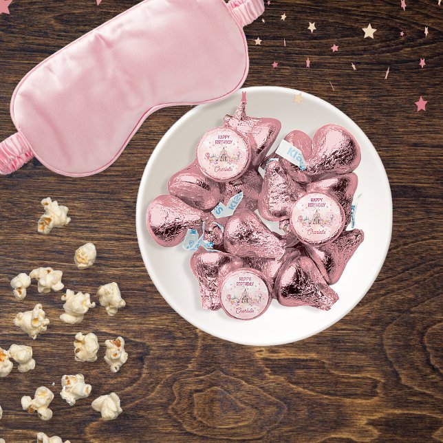 Pink Popcorn and Pajamas Slumber Birthday Party Hershey®'s Kisses® (Pink "Popcorn and Pajamas" Slumber | Sleepover Birthday Party Hershey's Kisses)