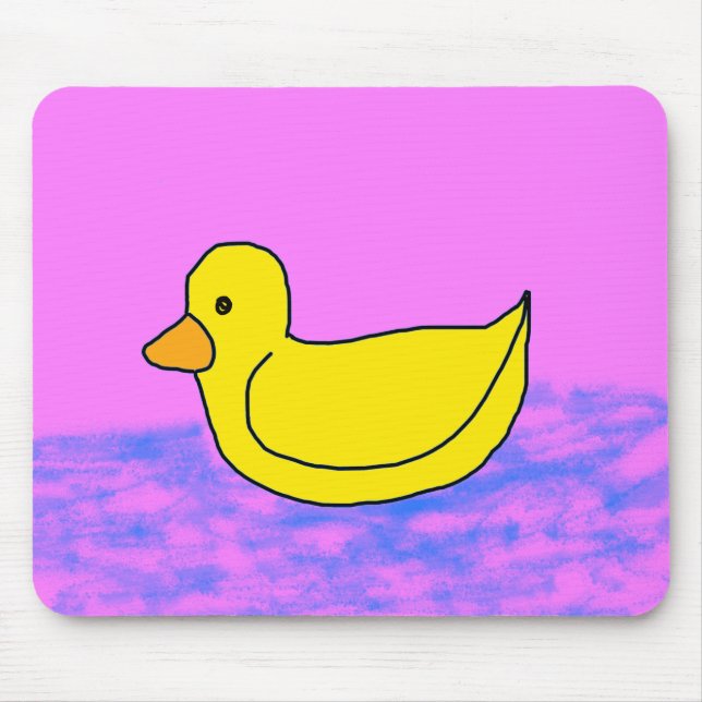 Pink Popcorn Anime Yellow Rubber Ducky Mousepad (Front)