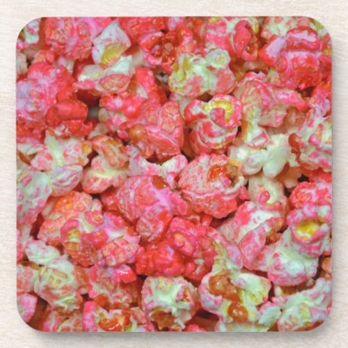 Pink popcorn beverage coaster