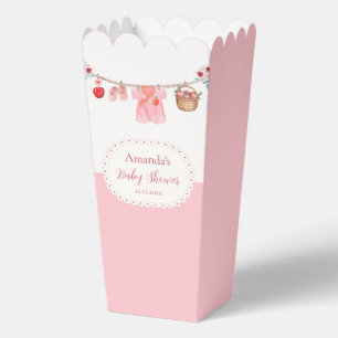Pink Popcorn Floral Apple Clothesline Baby Shower  Favor Boxes