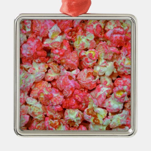 Pink popcorn metal ornament