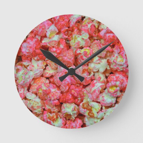 Pink popcorn round clock