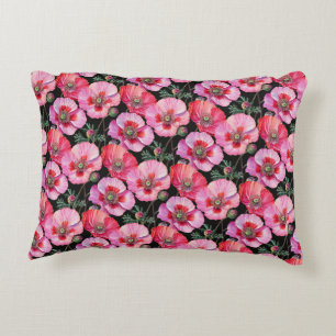 Pink Poppies Accent Pillow
