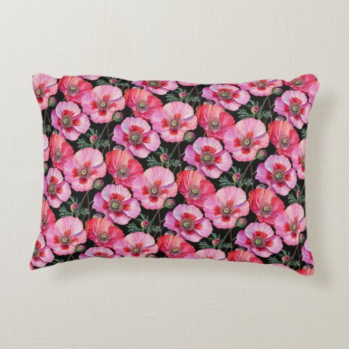 Pink Poppies  Accent Pillow