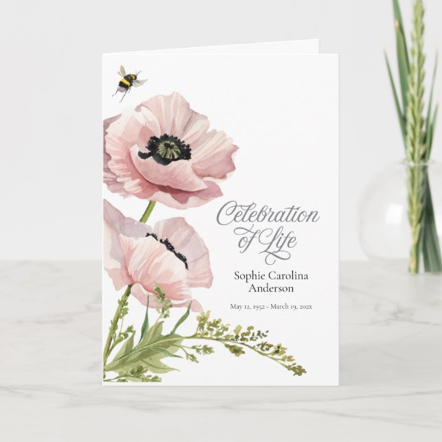 Pink Poppies Celebration of Life Program (Front)