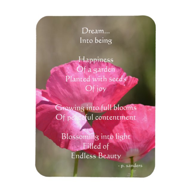 Pink Poppies Dream Poem   Magnet (Vertical)