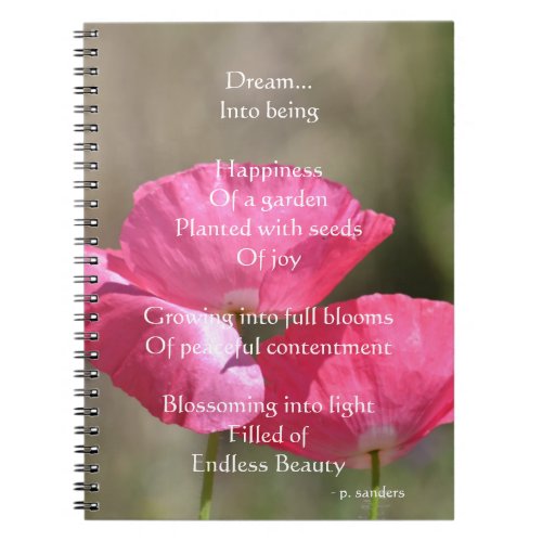 Pink Poppies Dream Poem     Notebook