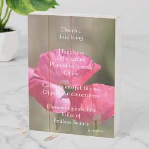 Pink Poppies Dream Poem      Wooden Box Sign