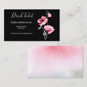 Pink Poppies Drink Ticket Enclosure Card