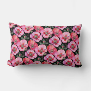Pink Poppies Lumbar Pillow