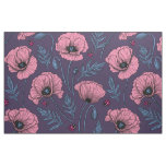 Pink poppies on dark violet fabric
