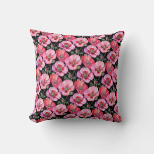 Pink Poppies Throw Pillow