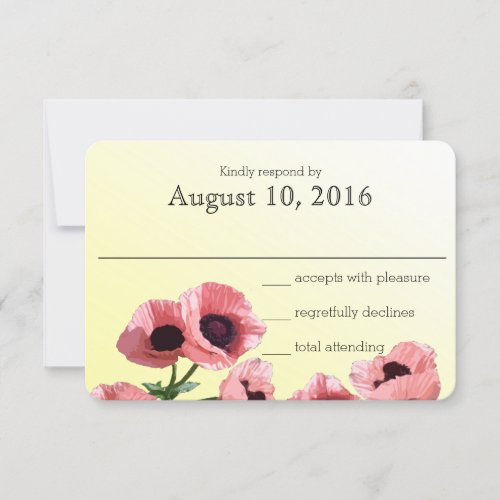 Pink Poppies Wedding Response Card