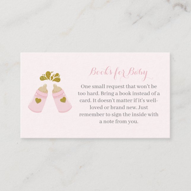 Pink Poppin Bottles Boy Girl Shower Enclosure Card (Front)