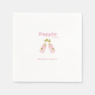Pink Poppin Bottles Girl Baby Shower Napkins
