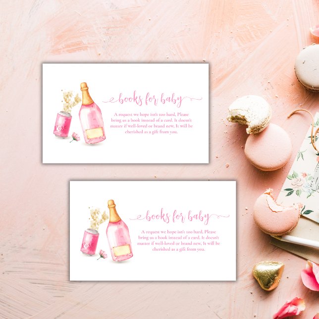 Pink Poppin Champagne Beer Books For Baby Shower  Enclosure Card (Pink Poppin Champagne Beer Books For Baby Shower Enclosure Card)