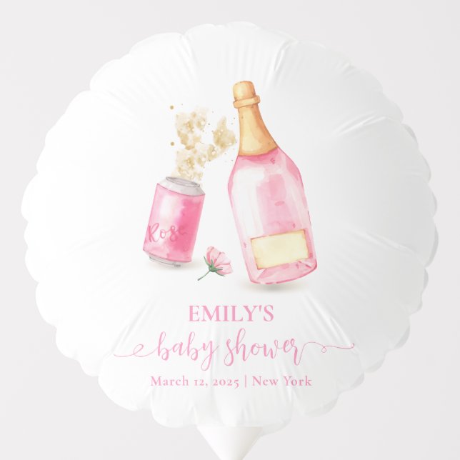 Pink Poppin Champagne Beer Girl Baby Shower  Balloon (Front)