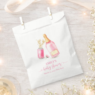 Pink Poppin Champagne Beer Girl Baby Shower Favor Bag