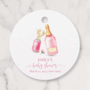 Pink Poppin Champagne Beer Girl Baby Shower Favor Tags