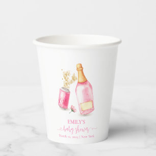 Pink Poppin Champagne Beer Girl Baby Shower Paper Cups