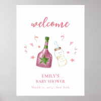 Pink Poppin Champagne Bottles Baby Shower Welcome