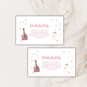 Pink Poppin Champagne Bottles Books Baby Shower Enclosure Card