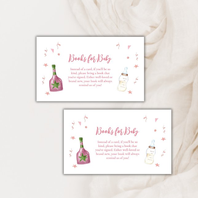 Pink Poppin Champagne Bottles Books Baby Shower Enclosure Card (Pink Poppin Champagne Bottles Books Baby Shower Enclosure Card)