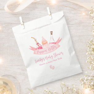 Pink Poppin Champagne Bottles Feet Baby Shower  Favor Bag
