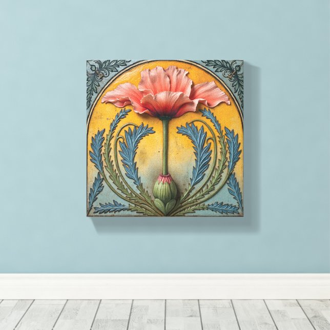 Pink Poppy at Sunset Canvas Print (Insitu(Wood Floor))