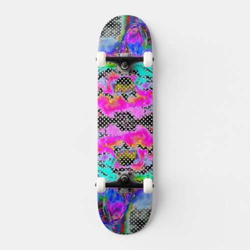 Pink Poppy black and white polkadots Skateboard Deck