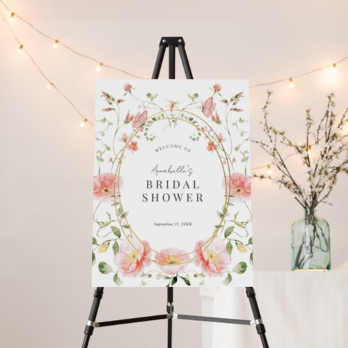 Pink Poppy Butterfly Bridal Shower Welcome Sign