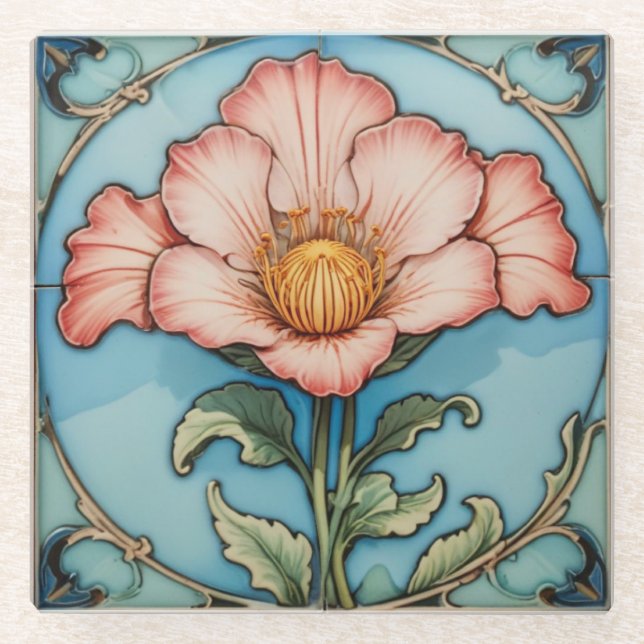 Pink Poppy Coaster (Front)