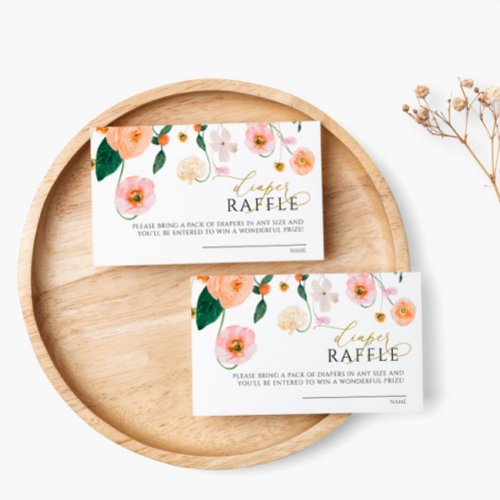 Pink Poppy Floral Diaper Raffle Card