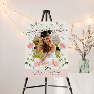Pink Poppy Floral Photo Graduation Foam Board