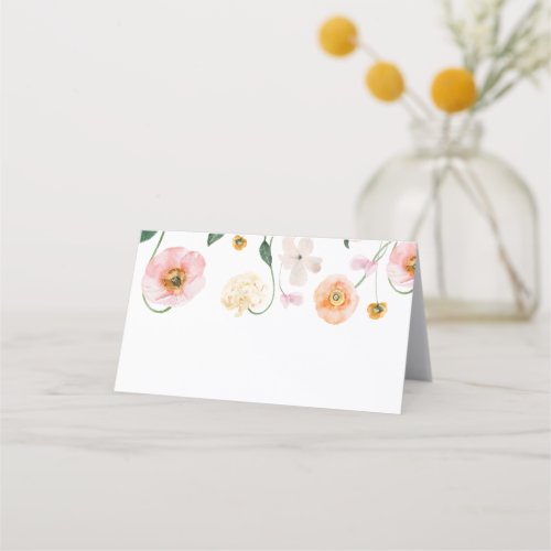 Pink Poppy Floral Wedding Place Card