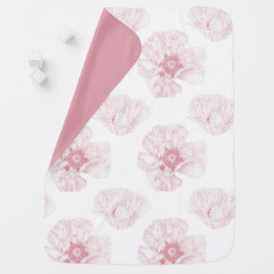 Pink Poppy Flower Baby Blanket