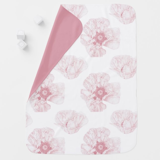Pink Poppy Flower Baby Blanket (In Situ)