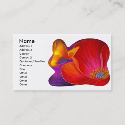 Pink Poppy Flower Butterfly - Multi Business Card Templates