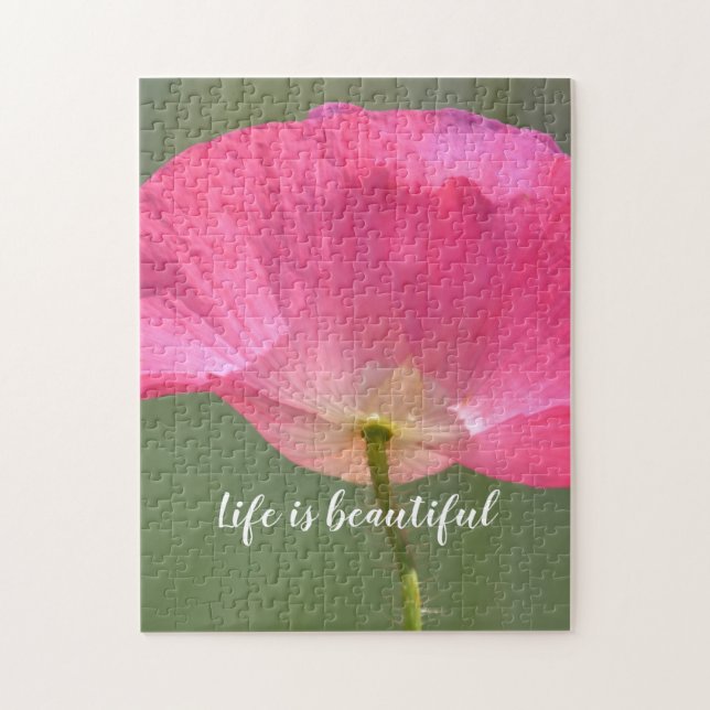 Pink Poppy Flower Inspirational Quote Jigsaw Puzzle (Vertical)