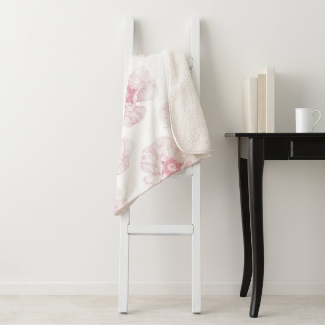 Pink Poppy Flower Sherpa Blanket (In Situ)