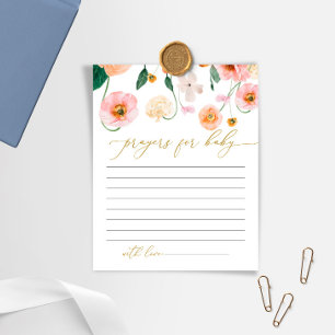 Pink Poppy Flowers Baby Shower Prayer Card