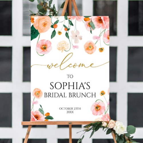 Pink Poppy Flowers Bridal Shower Welcome Poster