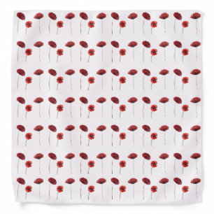 Pink Poppy Flowers Floral Patterns in White Bandana